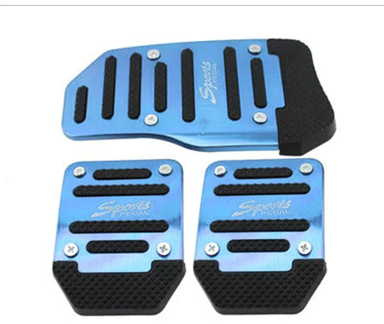 Aluminum Car Pedal Cover Set  Automatic Transmission & Gas Foot Covers in Red Silvery, Blue - Stylish Auto Interior Accessories