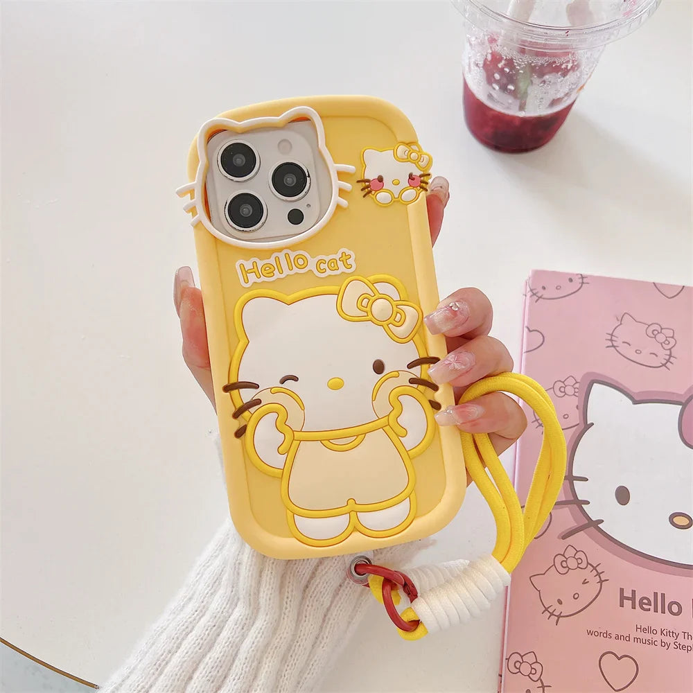 Funda de silicona para teléfono con diseño de dibujos animados de Hello Kitty