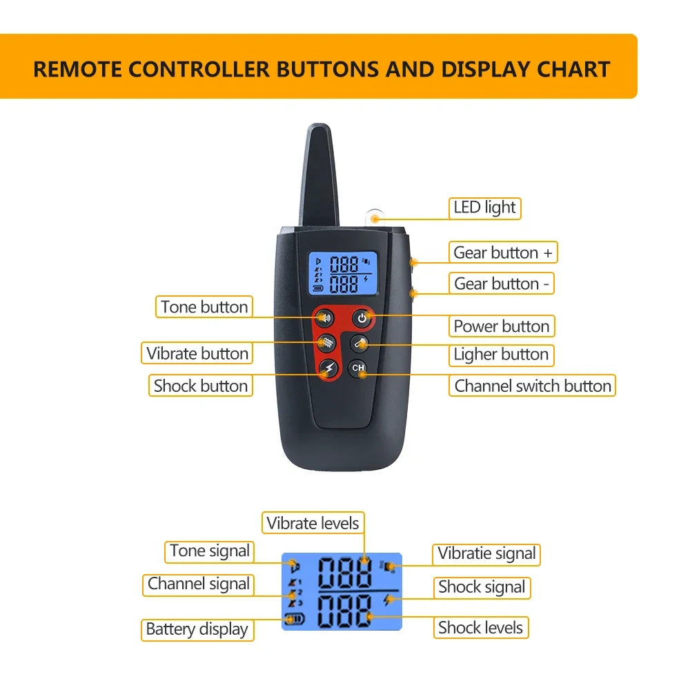 1000m Electric Dog Training Collar for 1/2/3 Dog Stop Bark Collar 2