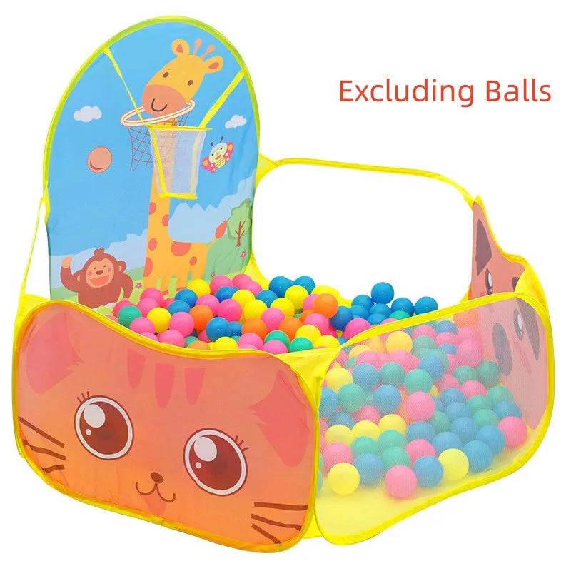 120cm Kids Playpen Playground Baby Tent Ball Pool with Basketball Hoop