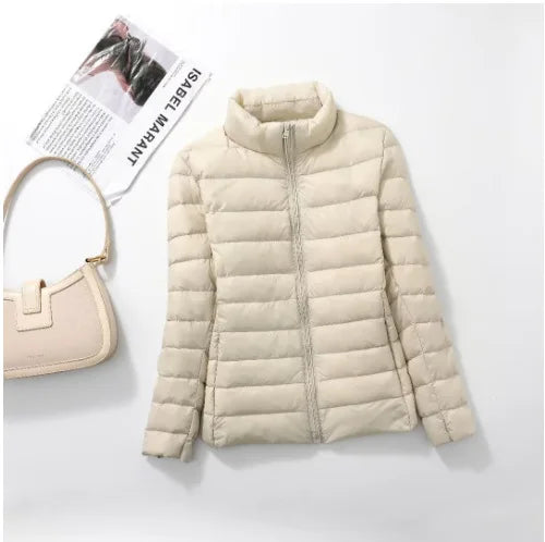 Light Down Coat Women Spring Jacket Fashion Short Ultra Lightweight Packable Puffer Coats Female Down Warm Slim Fit Parkas