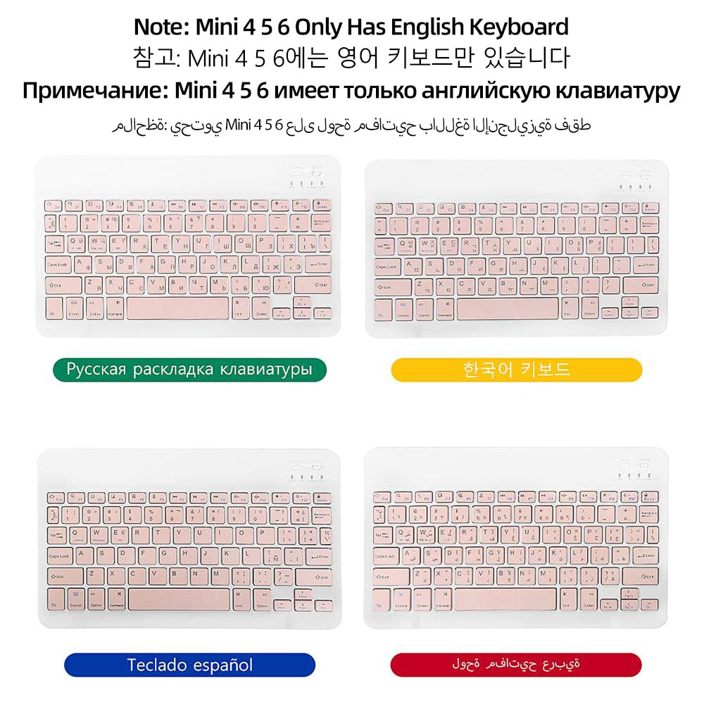 Funda de piel sintética para iPad con soporte y teclado