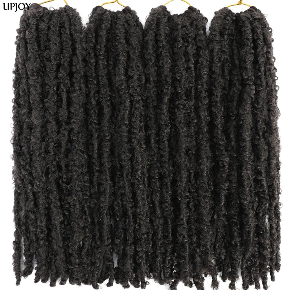 14 12 inch Butterfly Faux Locs Crochet Hair Braids Pre looped Distressed Goddess Butterfly Soft Locs Crochets Braids Cheveux Lok