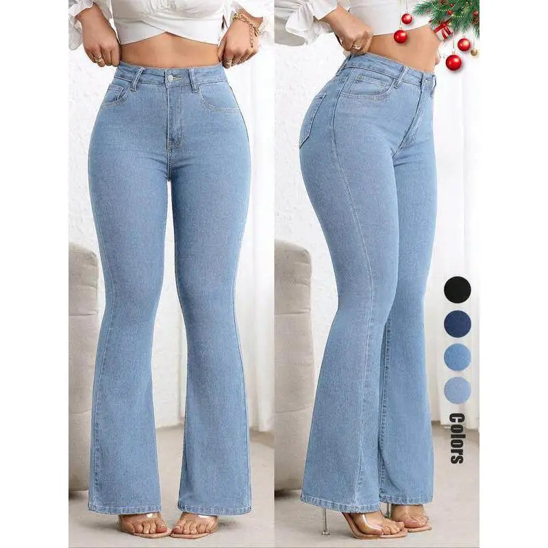 New Women's Elastic Slimming Bell Bottom Jeans Butt Lifting Waist