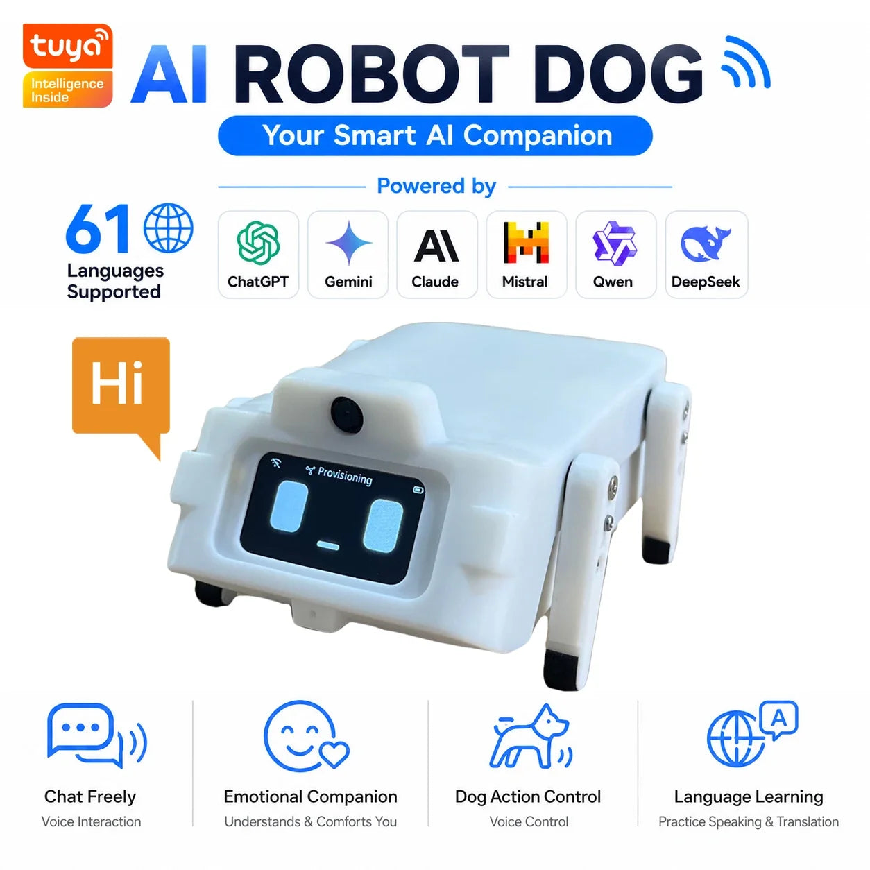 CLOUDRAKER Smart AI Companion Robot Dog Educational Toy Voice Interactive Action Control Story Telling Works with ChatGPT Gemini