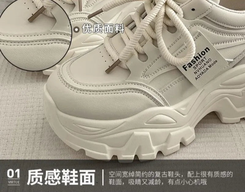 Platform Women Sneakers Autumn New Increased Wear-resistant Vulcanized Shoes Fashion Lace-up Women Casual Training Shoes Zapatos