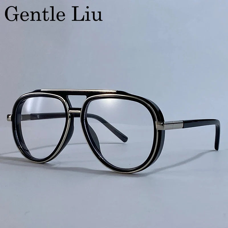 Oversized Polarized Oval Pilot Steampunk Sunglasses Men 2026 Luxury Brand Double Beam Sunglass For Male Classic Eyewear Shades