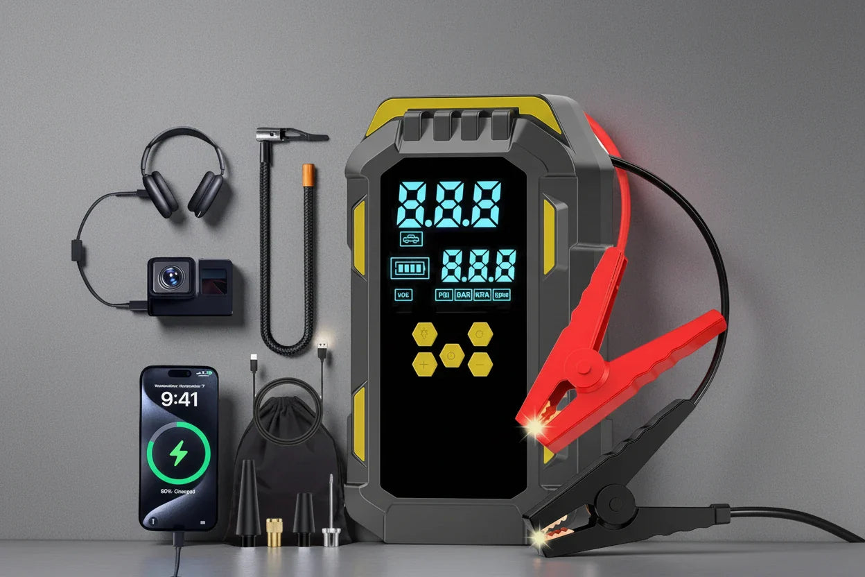 12V Car Jump Starter with Air Compressor 150PSI Portable Battery Booster