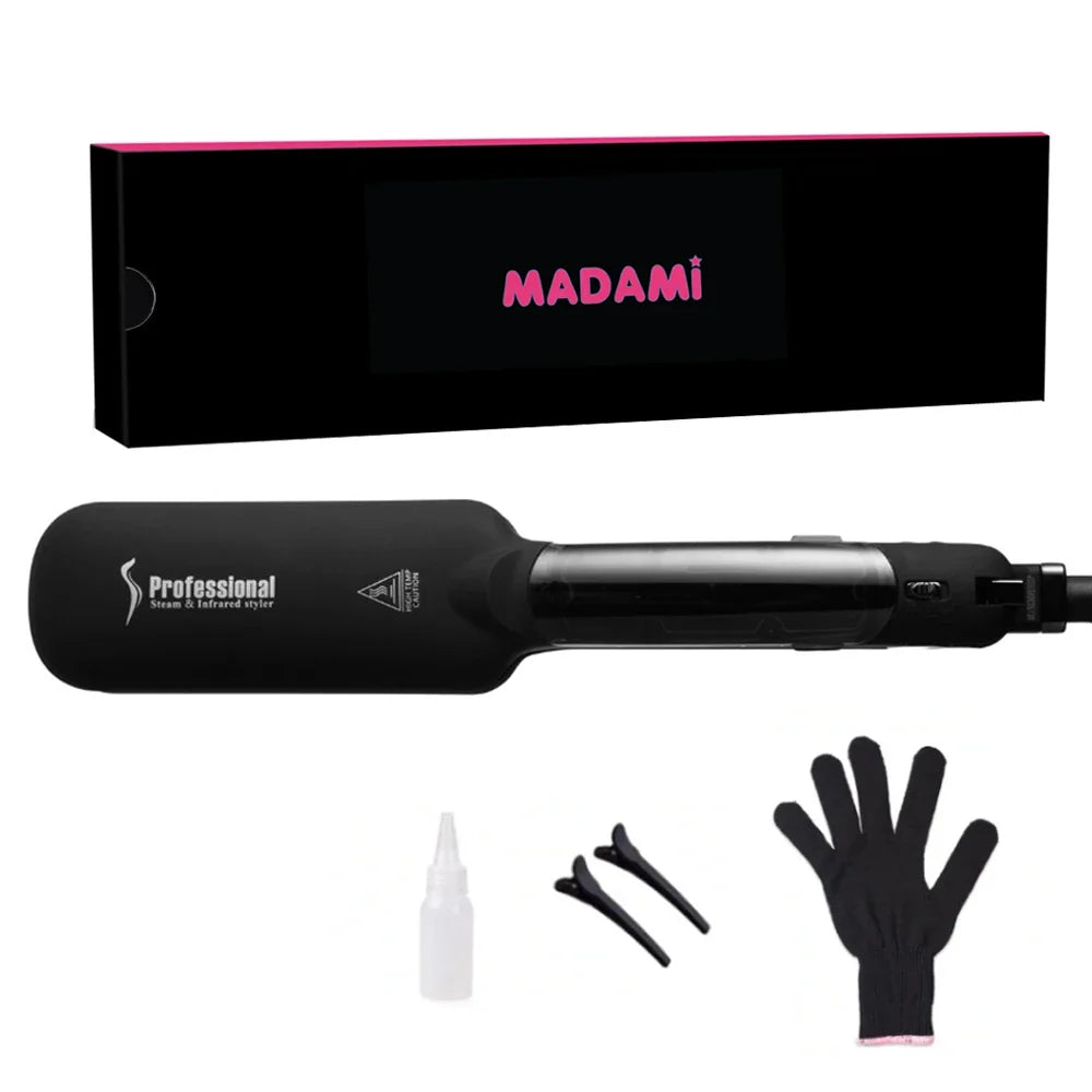 Infrared Steam Hair Straightener Curler Ceramic Glaze Plate 450°F Fast Heating Vapor Flat Iron Straightening Irons Dual Voltage