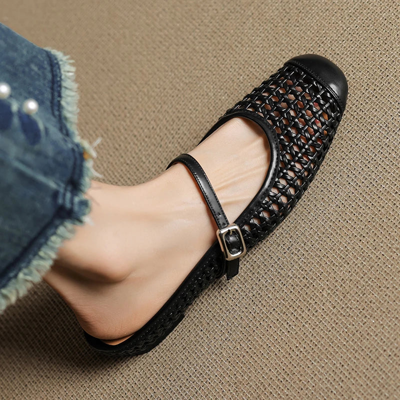 2025 New Summer Weave Slippers Cover Toe Sandals Mesh Mules Women Shoes increase height Heel Ladies Shoes Modern Slippers Sliver