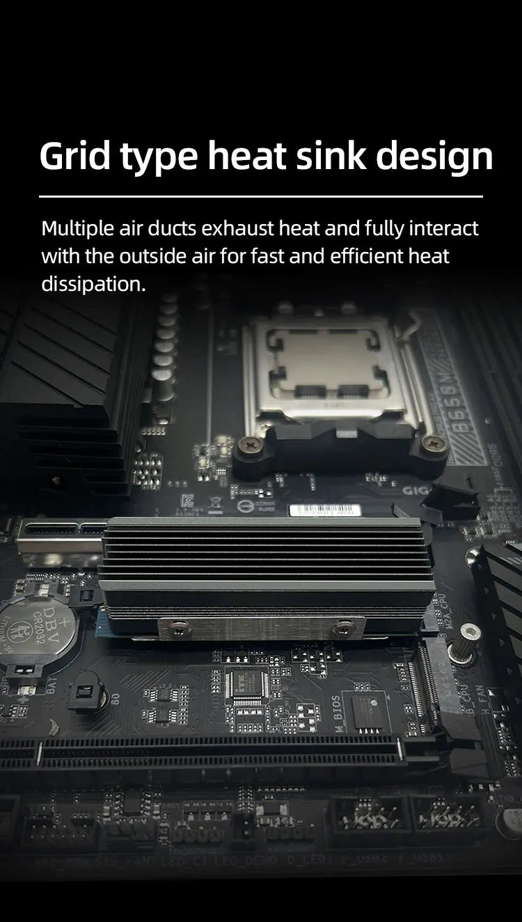 TEUCER M.2 NVMe 2280 SSD Heatsink Dual Copper Tube High Efficiency Radiator with Double-sided SSD Thermal Pad