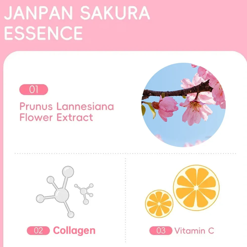 SEYHZE Sakura Collagen Essence + Moisturizing Cream Facial Care Set - 2pcs Packed with Collagen Peptides Vitamin C/E Aloe Niacin