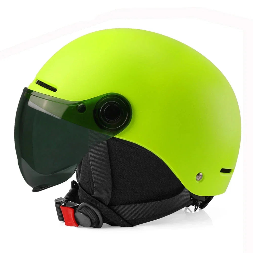 Cycling Helmet with Integrated Goggles and Ear Protection