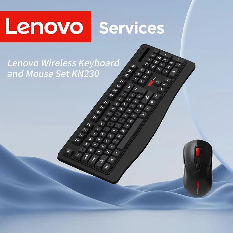 Lenovo Wireless Keyboard and Mouse Combo Full-Size 104 Key Quiet Office Set with Silent Click Compact USB Receiver for Pc Laptop