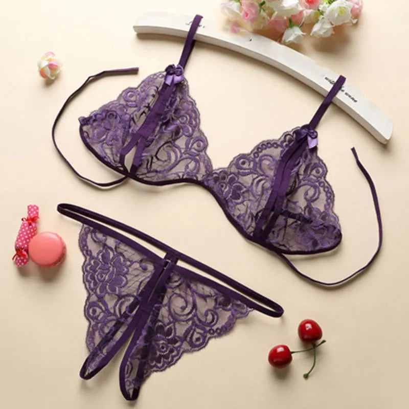 Transparent Sexy Lace Bra Set Exotic Sets Hollow Bra And Panty  Women Prints Intimates Underwear Porn Fancy Sexy Luxury Lingerie