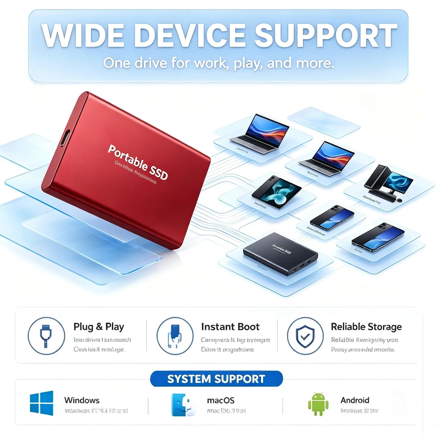 16TB High‑speed Portable External SSD USB 3.1 Type‑c External Hard