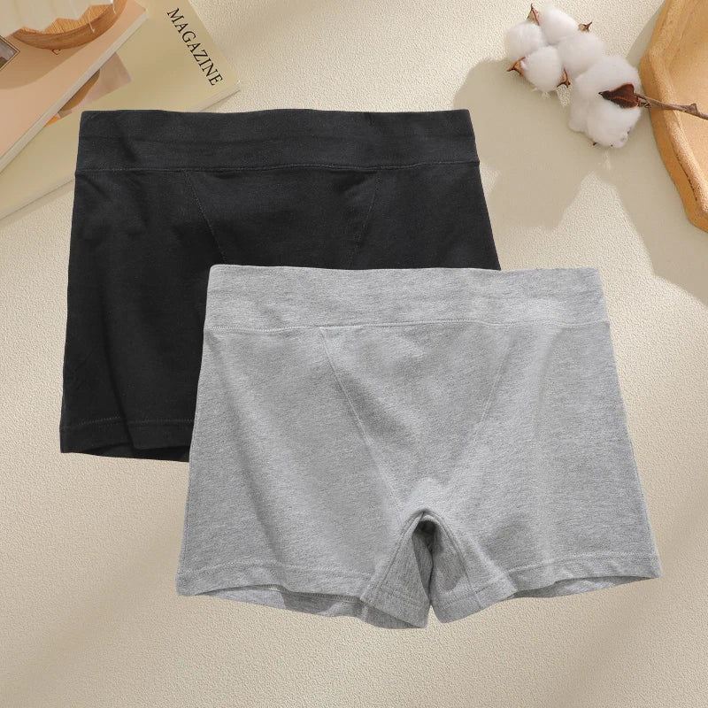 New 2PCS Women's Panties Cotton Solid Color Sports Boxers Underwear Seamless High Rise Cozy Lingerie Breathable Underpants S-XXL