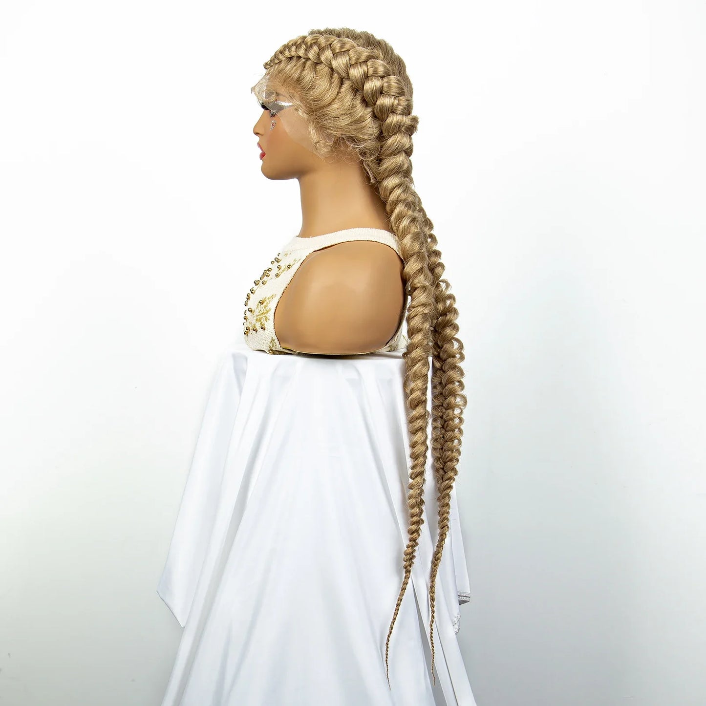 1B/30 Dark Brown Synthetic Lace Frontal Dutch Box Braided Wigs for Black Women Fishtail Braids Wigs with Baby Hair Cornrow Wigs