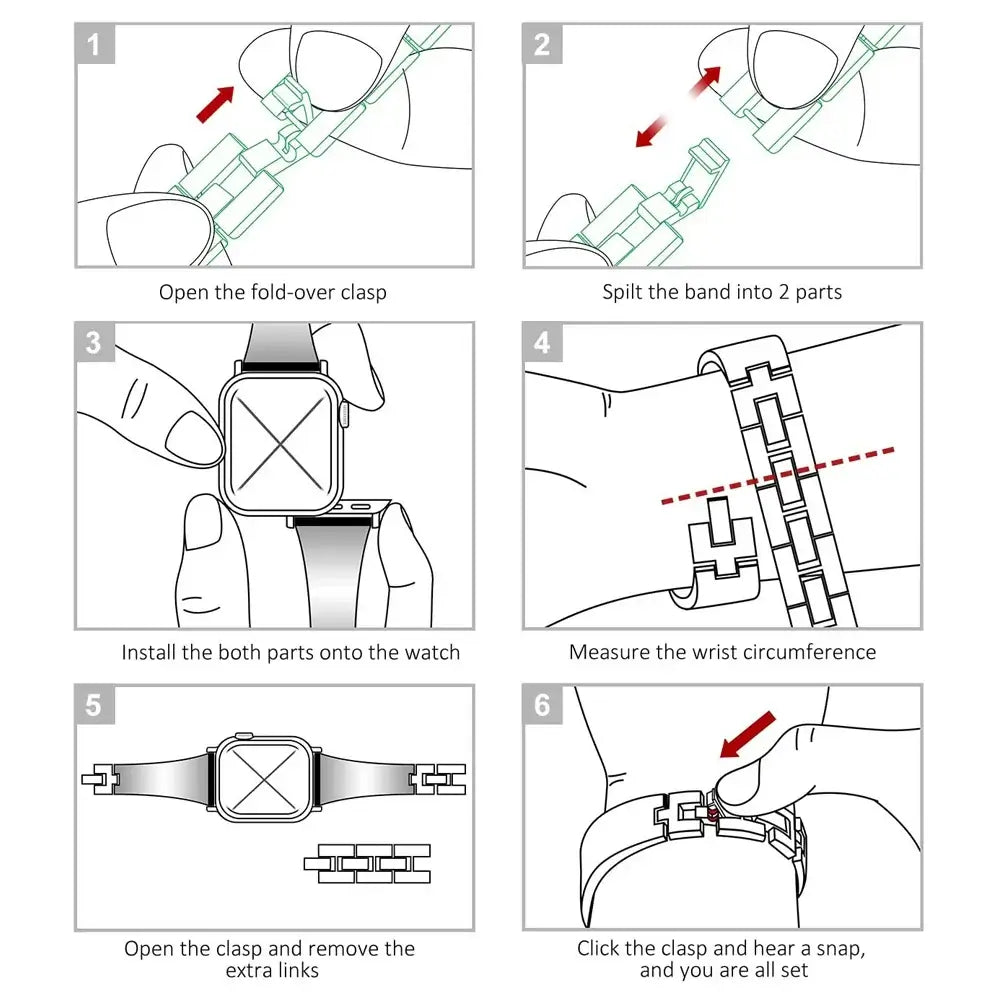 Fitbit Versa & Sense Leather Metal Band - Luxurious Design