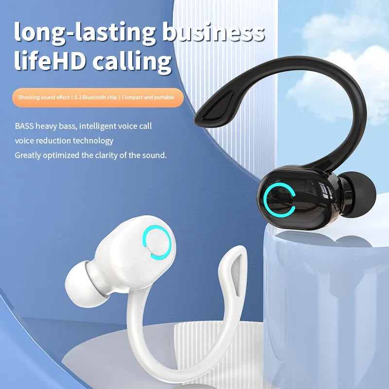 Wireless Bluetooth Earphones HIFI Bass With HD MIC Ear-Hook Earbuds Noise Cancelling Life Waterproof Game Sports Music Headsets