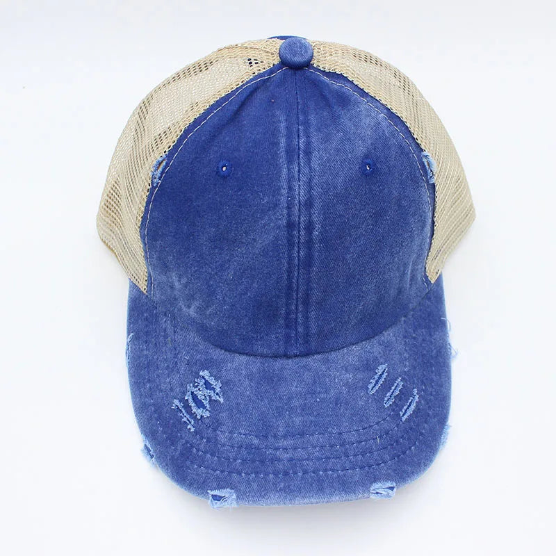 Distressed Ponytail Baseball Cap