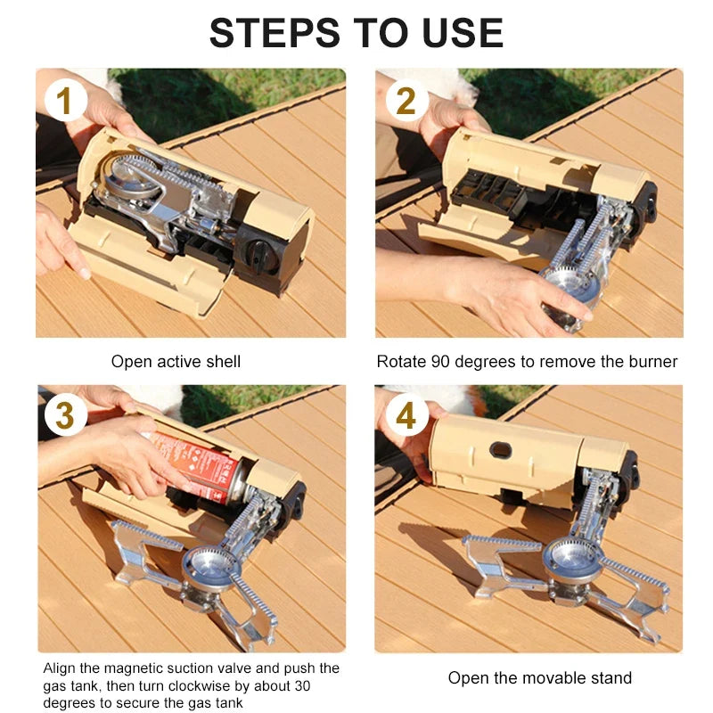 Camping Gas Stove 2670W Portable Folding Cassette Gas Burner Outdoor Picnic Travel Cooking Grill Cooker Heating System