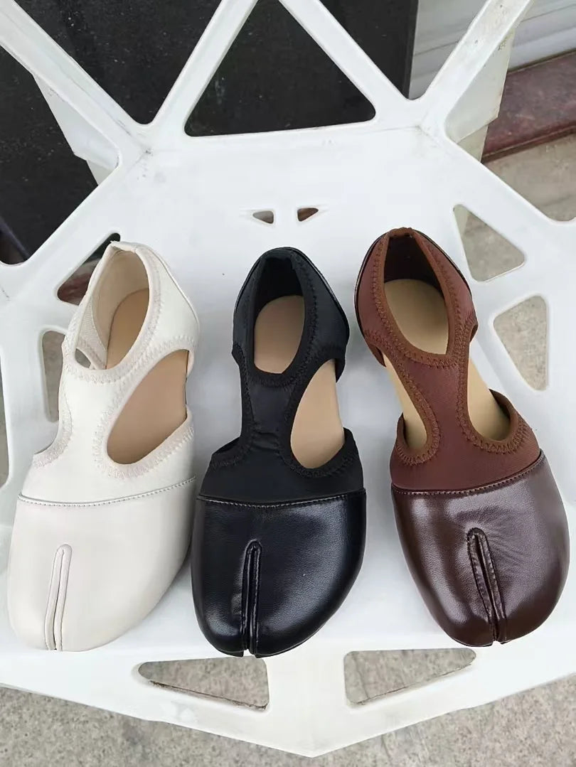 Women Brand Mary Janes Shoes Summer Split Toe Tabi Walking Sneakers Casual Splicing Loafers Designer Ballet Flats Shoes балет