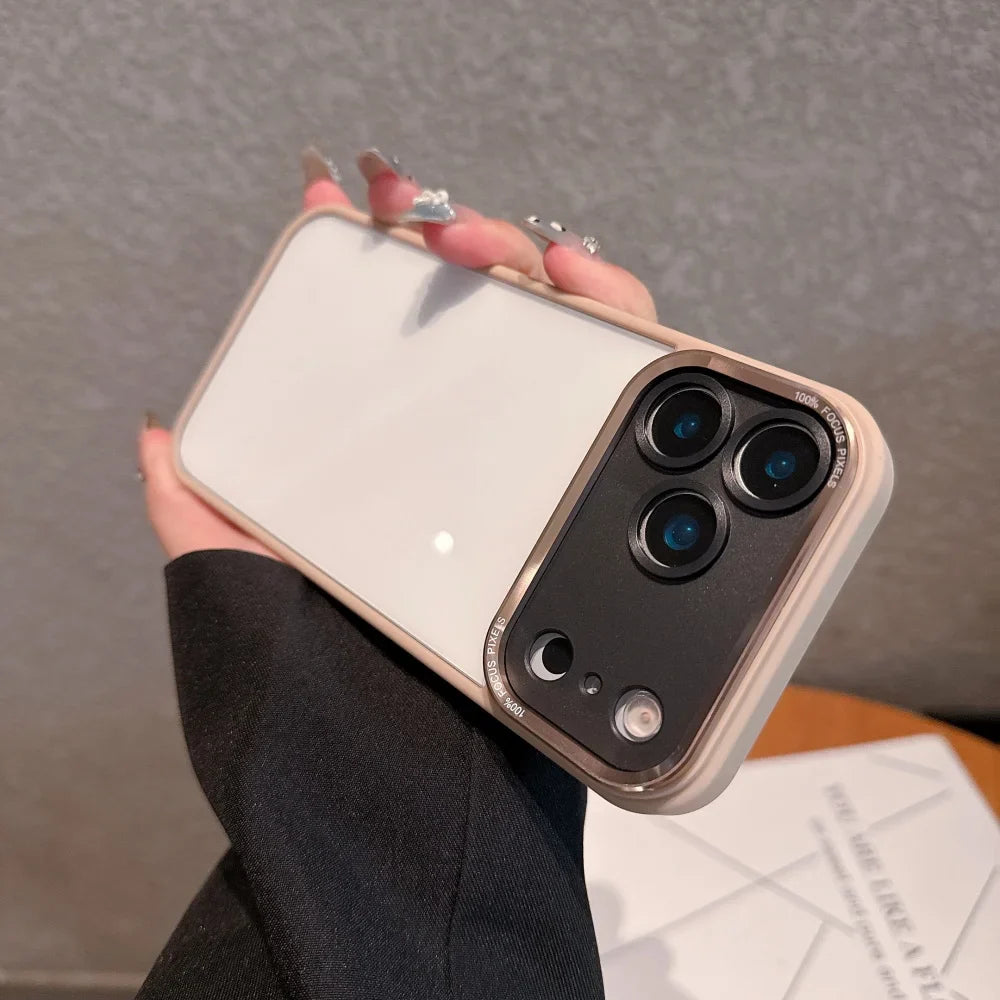 Luxury Hard Acrylic Transparent Case for iPhone 17 Air 13 14 15 16 17 Pro Max Plus 12 11 Lens Film Protection Shockproof Cover