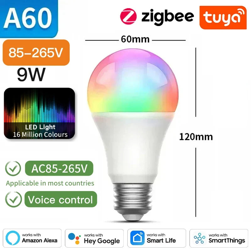 TNCE Tuya E27 E14 GU10 Bulb WIFI Zigbee, Dimmable Light LED lamps 2700-6500k RGB, Smart Life APP, Voice With Alexa Google Home