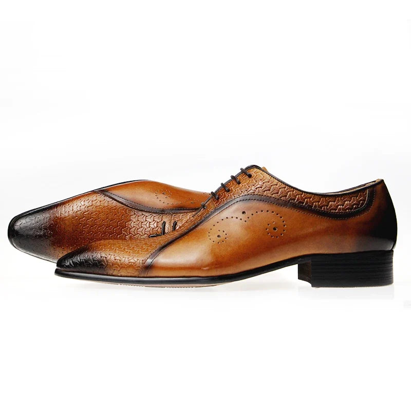 High Quality Formal Genuine Leather Shoes Men's Evening Wedding Comfortable Footwear Side Carving Shoes Black Brown Brogue