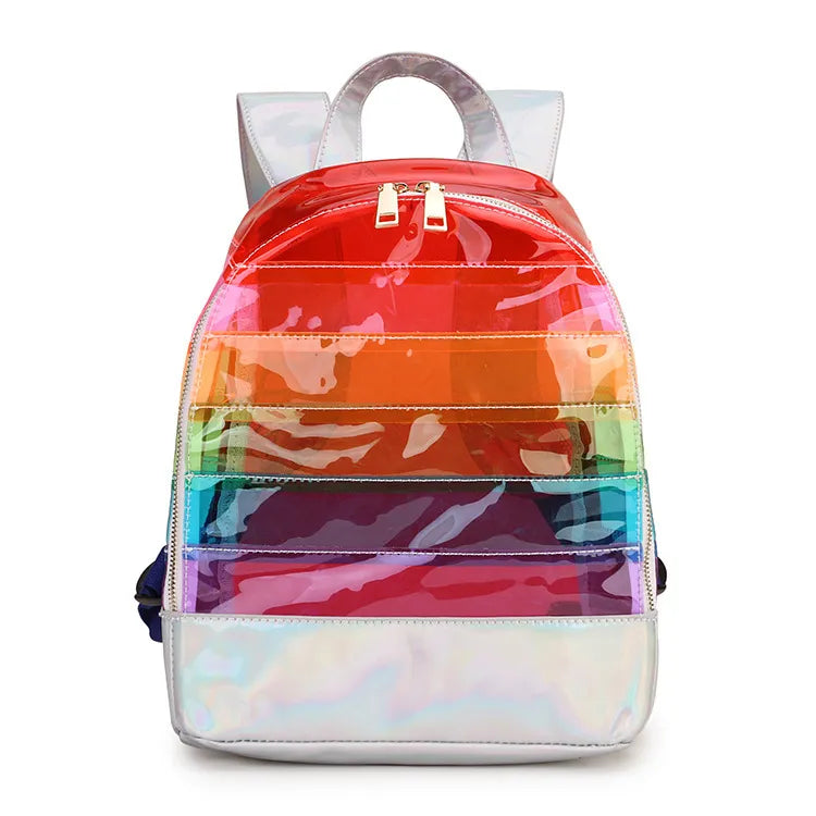 Mochila transparente arcoíris