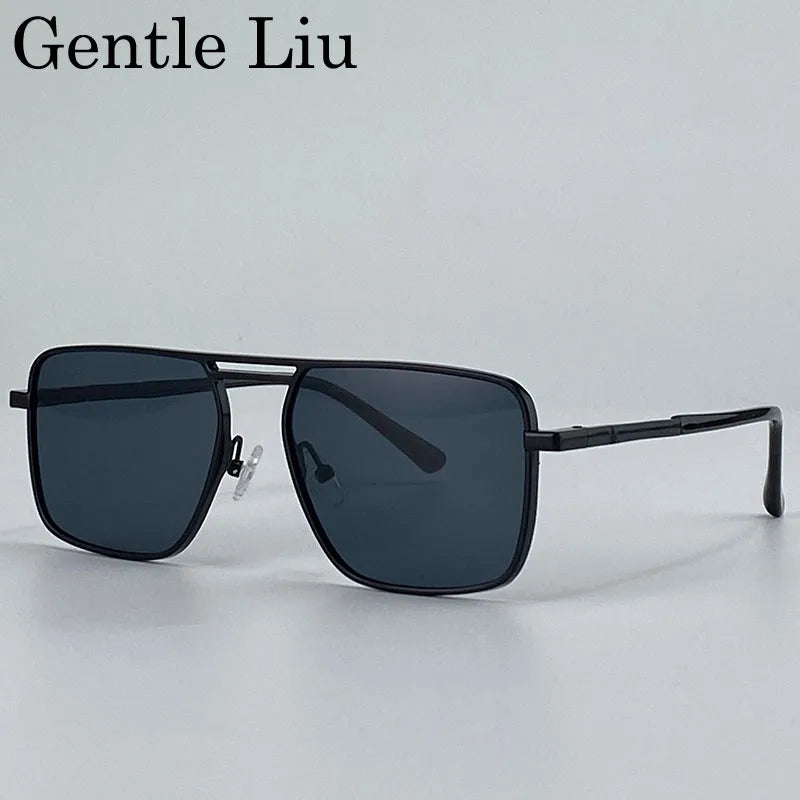 Oversized Square Punk Sunglasses Men 2026 Luxury Brand Retro Double Beam Sun Glasses For Male Steampunk Driving Eyewear UV400