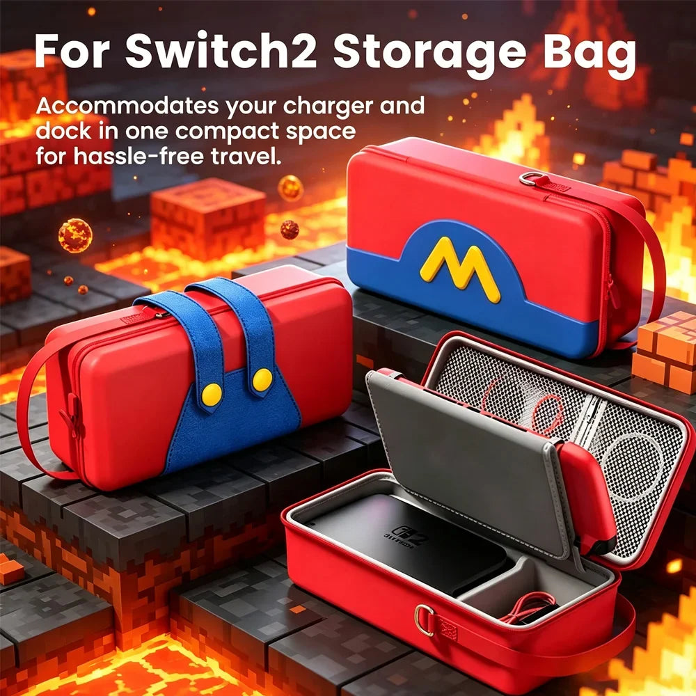 For Switch 2 Game Theme EVA Carrying Case Hard Shell Switch 2 Storage Bag Portable NS Switch 2 Accessories Large Capacity Bag