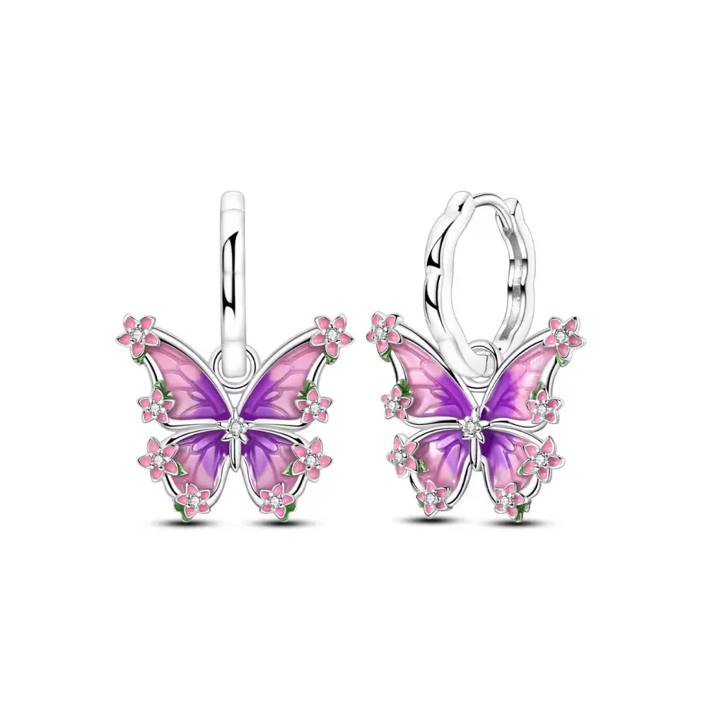925 Silver Butterfly Cherry Stud Earrings | Fine Jewelry Gift for Women