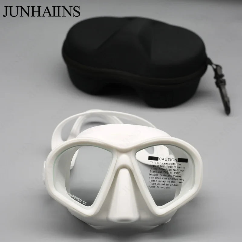 JUNHAIINS Tempered Glass Freediving Mask Snorkeling Set Foldable Snorkel J-Type Diving Mask with Camera Mount