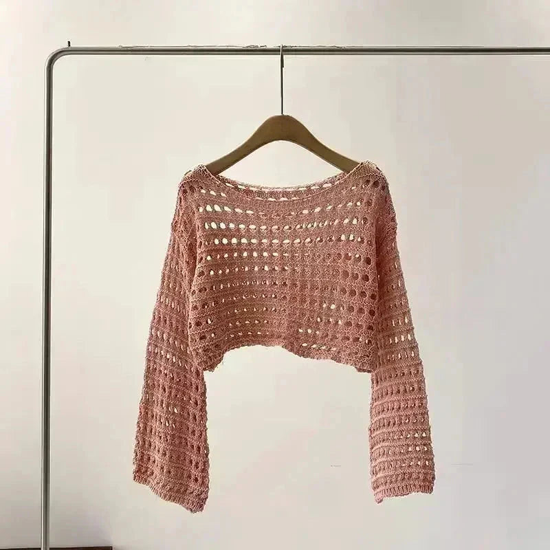 Pareo de playa de punto de ganchillo para mujer