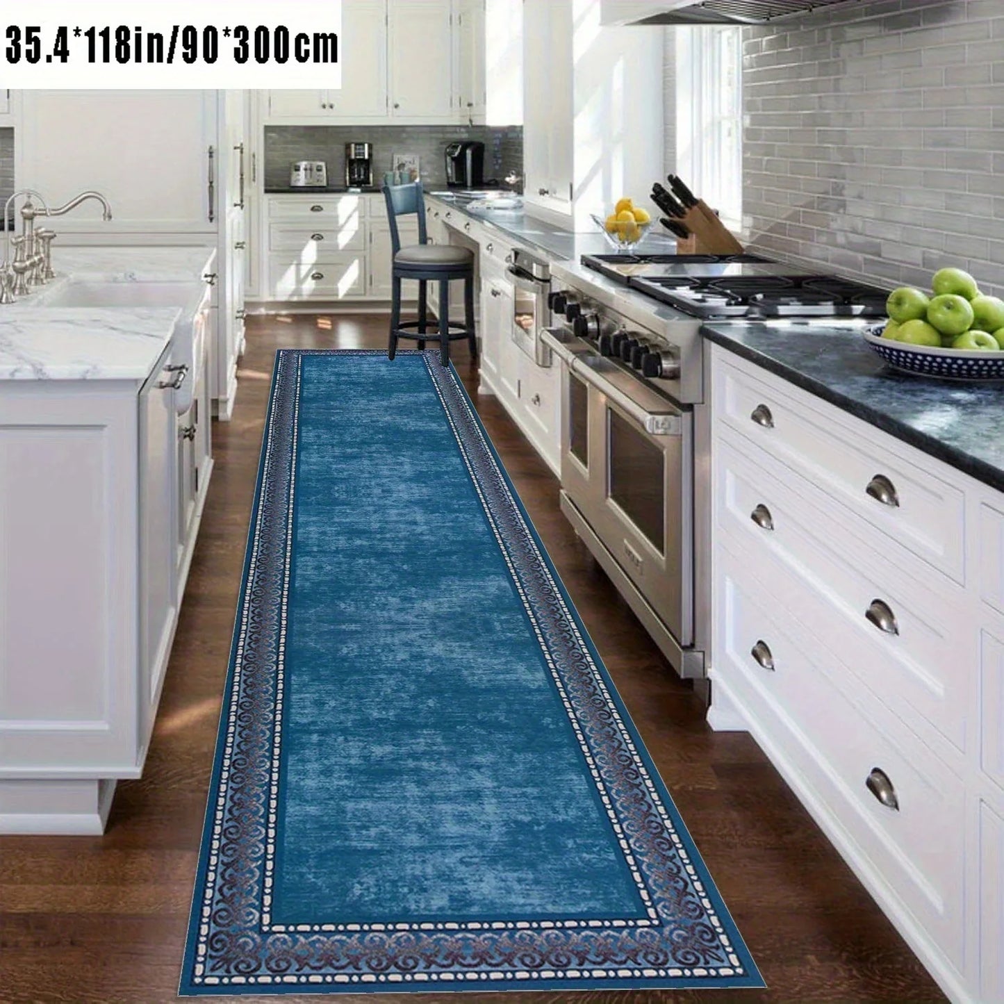 Blue Long Runner Rugs Bohe Carpet for Living Room Hallway Home Decor Kitchen Floor Mat Laundry Rugs Finely Edged Balcony  Mat