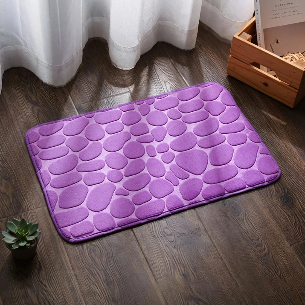 Cobblestone Embossed Bath Mat Non-slip Carpets Water Absorption Washable Bathtub Floor Rug Shower Doormat Bathroom Decor