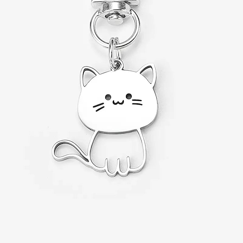 Llavero Kawaii Gato Plateado