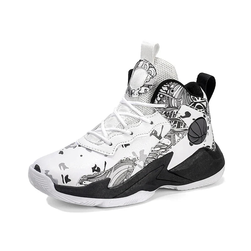Fashion Basketball Shoes for Kids High-top Sneakers Children Casual Sports Shoes Ankle-protected Anti-slippery Gym Trainers Boys