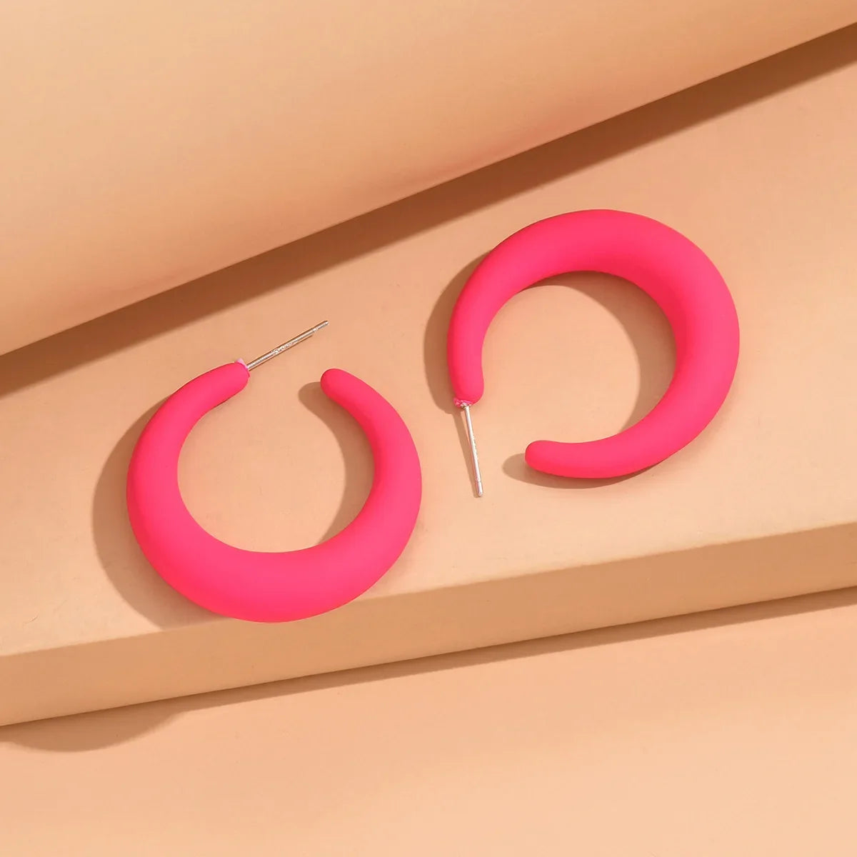 Simple Big Round Star Heart Hoop Earrings For Women Geometric Plastic Exaggerated Earring Hyperbole Trendy Ring Earrings Jewelry