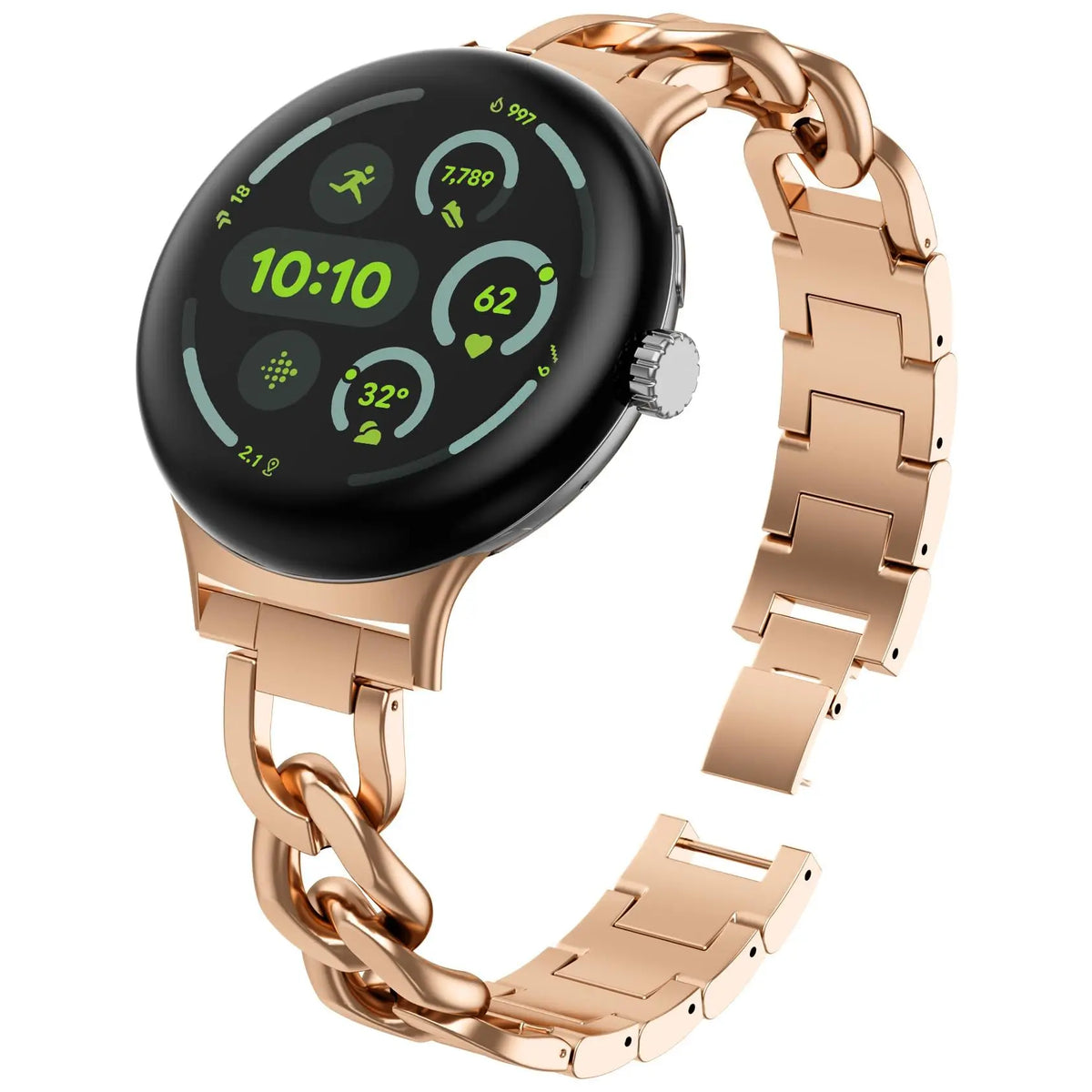 Google Pixel Watch 5, 4 & 3 Chain Link Stainless Steel Band