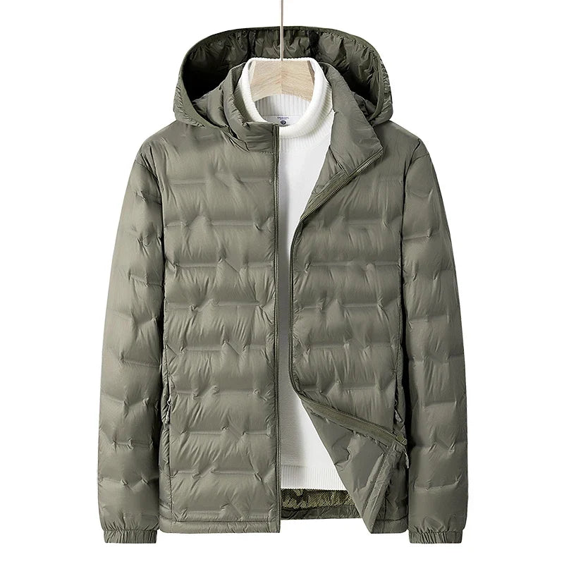 Men Winter New Down Jacket Men Hooded Waterproof Windproof Puffer Jacket Detachable Hat Coat Casual Lightweight Down Jacket Male