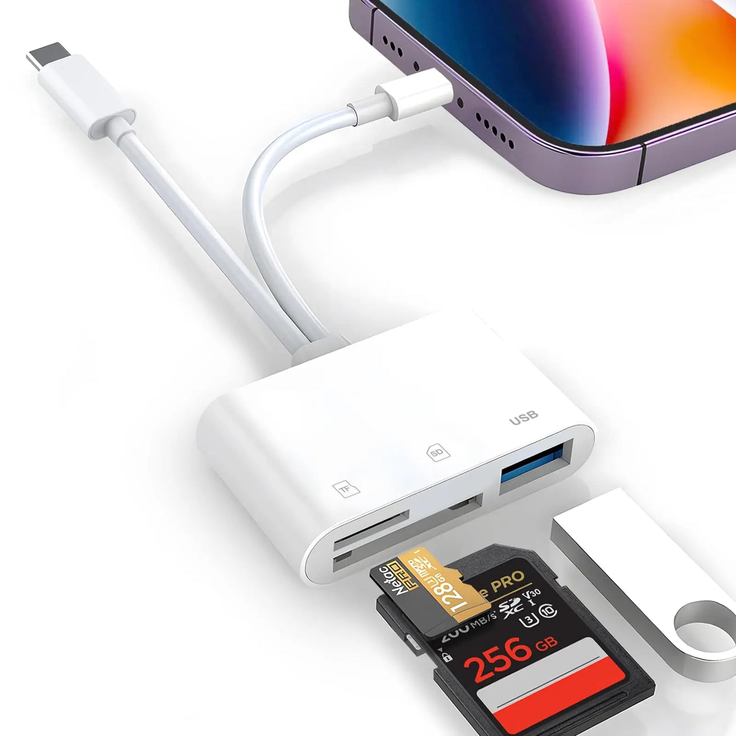 Card Reader for iPhone USB Memory Card Reader Trail Game Camera Viewer SD TF Card Reader Adapter for Camera Samsung Xiaomi iPad