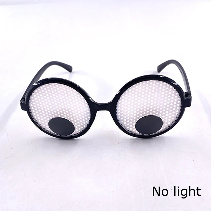 LED Lovely Eyeball Movable Glasses Neon Music Rave Fluorescent Party CHRISTMA DECOR Light Round Frame Funny Cartoon Glasses