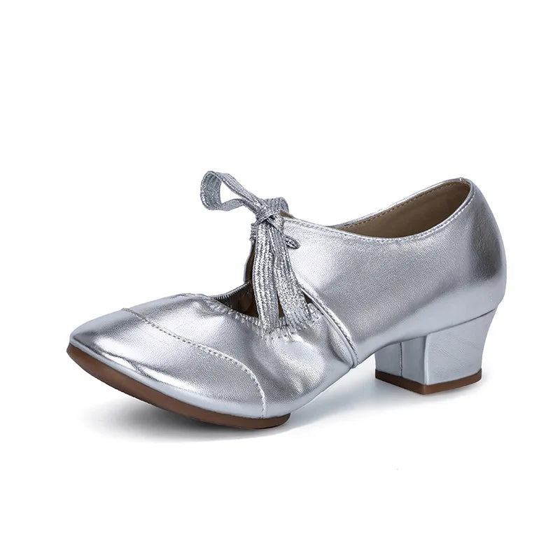 Solid Color Comfortable Breathable Dance Shoes Low Heels Soft Soles Fashionable Adjustable Women's Dance Shoes 2025 New