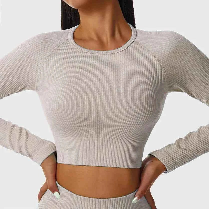 Women’s Long Sleeve Crop Gym Yoga Top