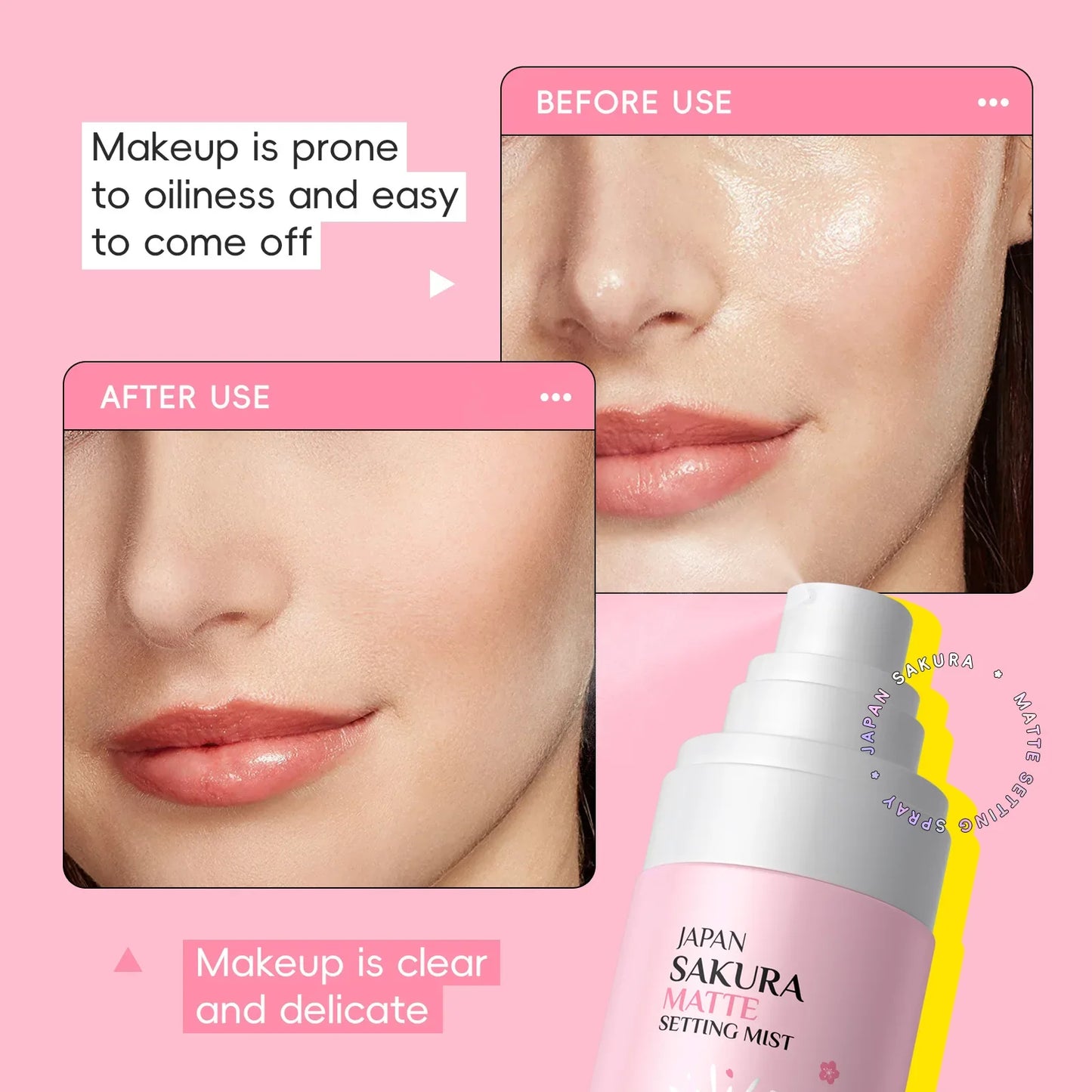 Sakura Matte Setting Spray 80ml Long Lasting Makeup Fixer Moisturizing Oil Control Non Sticky Face Mist For All Day Fresh Look