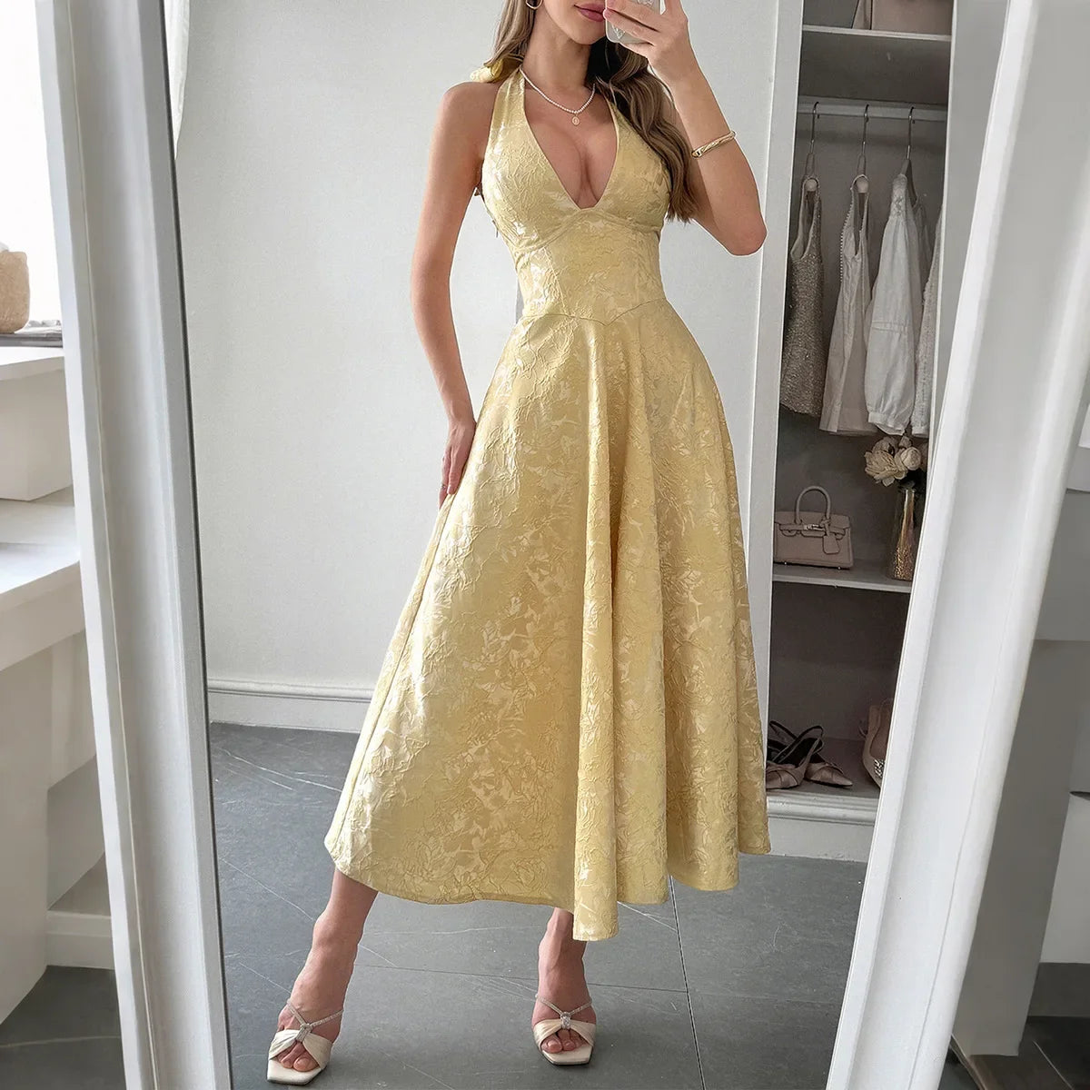 White Jacquard Backless Bow Evening Party Dress Women Robes Backless Elegant Sexy Dress Bodycon Long Summer Dress Vestidos