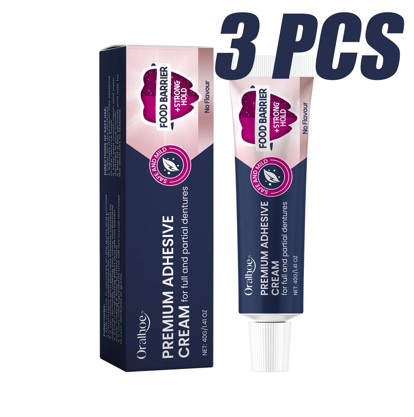 Denture Fixing Adhesive Cream Strong Complete Professional Dentures Glue Prevents Denture Loosening Care Fixed Adhesive 40g